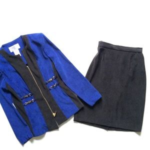 Two Piece w/ Blue Blazer and Black Skirt